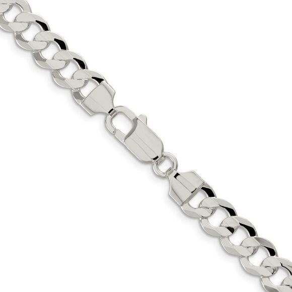 Kazi Luxury Sterling Silver 8mm Concave Beveled Curb Chain - Picture 3 of 4